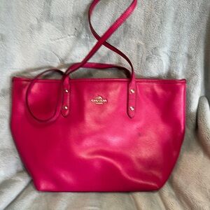 Coach Pink Glossy Leather Tote